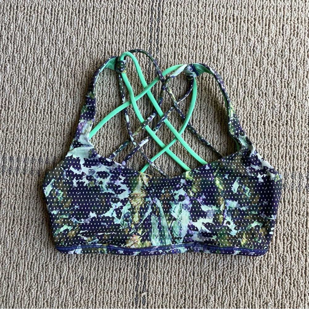 Lululemon green and purple printed bra